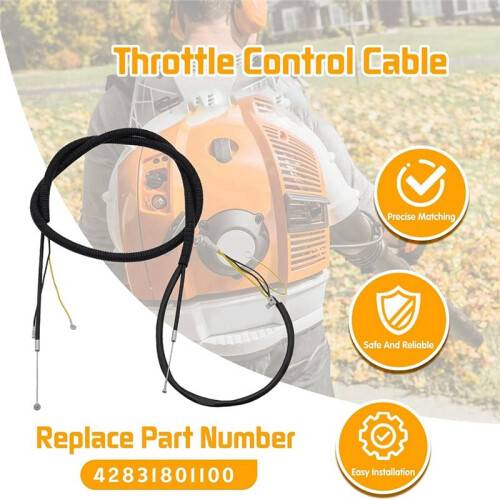 Throttle Control Cable for  Backpack Leaf Blower BR800, BR800X, BR800C-B, Replacement for 42831801100 1