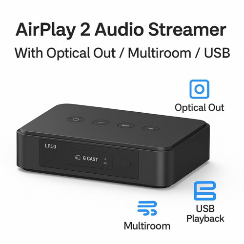 LP10 Wireless Music Streamer with  Cast Stream From Favorite APP Display Panel Digital & Analog Output EU Plug 1