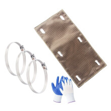 Exhaust Heat Shield 6" X 12" Titanium Pipe Shield with Stainless Steel Clamps, Heat Protection to 1350 F and Gloves