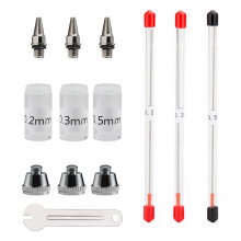 Boquilla de AeróGrafo Tapa de Aguja 0,2 Mm 0,3 Mm 0,5 Mm Accesorios de Repuesto Piezas con Llave para Kit de Pistola de PulverizacióN AirBrush