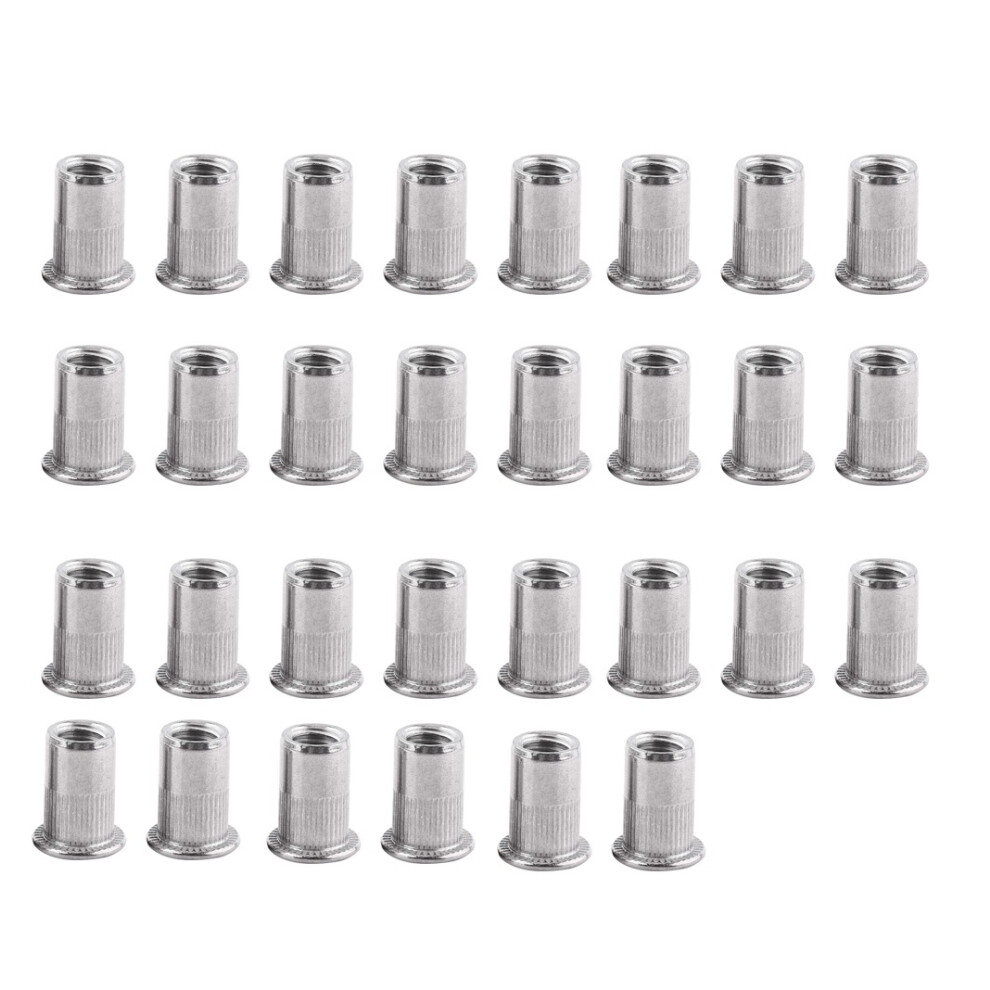 30 Pcs Flat Blind Rivet Nuts Stainless Steel Metric Thread Insert Nut Nutsert Screw Blind Rivet Nut Set (M6) 4712830948778