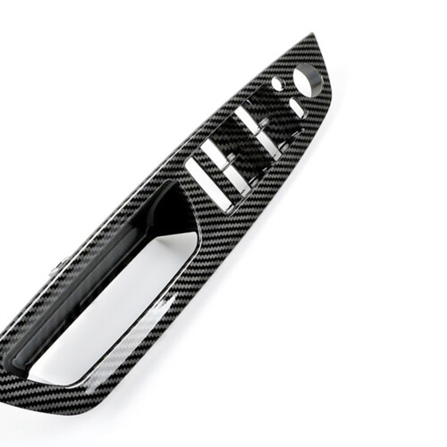 4PCS Car Interior Window Lift  Panel Door Handle Pull Cover Trim for- E70 E71 E72 X5 X6 2007-2014 Carbon Fiber 2