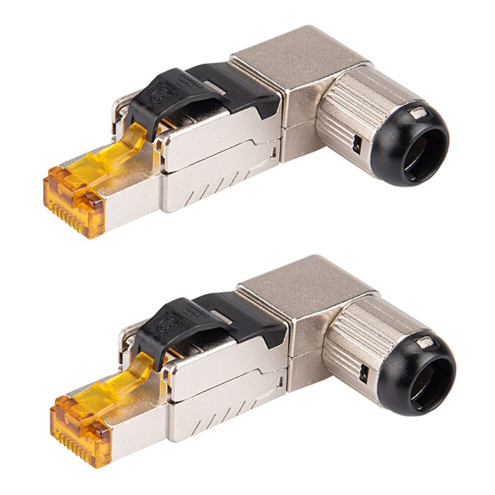 2Pcs Rj45 Full Shielded Zinc-Alloy Field Plug 90 Degree Angled Cat8 Stp Field Termination Connector Toolless Type 6033121065836