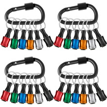 4 Conjuntos de Porta-Bits de Chave de Fenda de Haste Hexagonal, Chaveiro Porta-Bits para Chave de Impacto com Mosquetão Preto