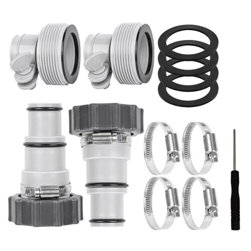 Pool Hose Adapter with Clamp Washer 2 Types Conversion Connector Replacement Pool Hose Adapter for  Threaded