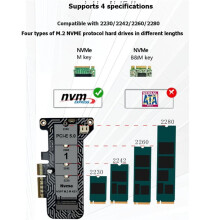 M.2 NVMe SSD to PCIe X4 Adapter Expansion Card PH4215 Full Height Supports PCIe 5.0 for 2230/2242/2260/2280 SSDs