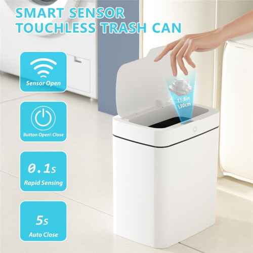 2Pack Bathroom Trash Can with Lid,  Automatic Touchless Garbage Can, Slim Motion Sensor Waterproof Trash Bin 2