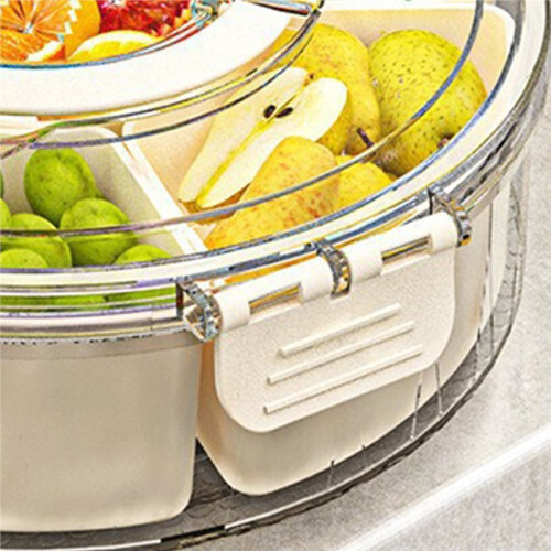 Round, Rotatable, Six-Compartment Refrigerator Storage Box, Picnic Fruit Storage Box, Kitchen Condiment Storage Box 2