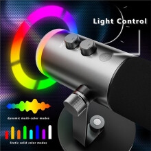 RGB Dynamic Microphone with Stand XLR USB Podcast Microphone with Touch Mute Noise Reduction for Recording Streaming