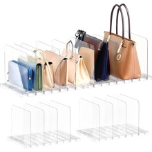 Purse Organizer for Closet, Stackable Handbag Storage Shelf, Adjustable Clear Shelf Dividers, Keep Clutch,for Bedroom