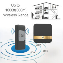 Remote Wireless Doorbell 300M Long Distance Automatic Call Bell Intelligent Electronic Waterproof Bells  Home Accessories(Us Plug)