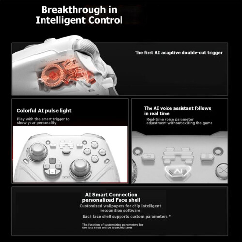 KP70 Wireless Controller with AI Control Adaptive Triggers for  2 Teams PC Mobile Dual Auto-Sense Haptic Feedback 2