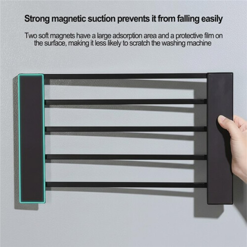 Magnetic Washing Machine Side Shelf Space-Saving Folding Clothes Rack No Punching Temporary Rack Simple Bathroom Shelf. 1