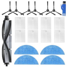 Parts for A30 A30 Pro Robot Vacuum Cleaner, 1 Main Brush 6 Side Brushes 8 HEPA Filter 4 Mop Pad 1 Cleaning Brush