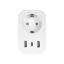 Tuya WiFi Plug 16A EU Socket 2xUSB+1xTypeC with Power Monitoring APP/Voice Control Fast Charging EU Plug