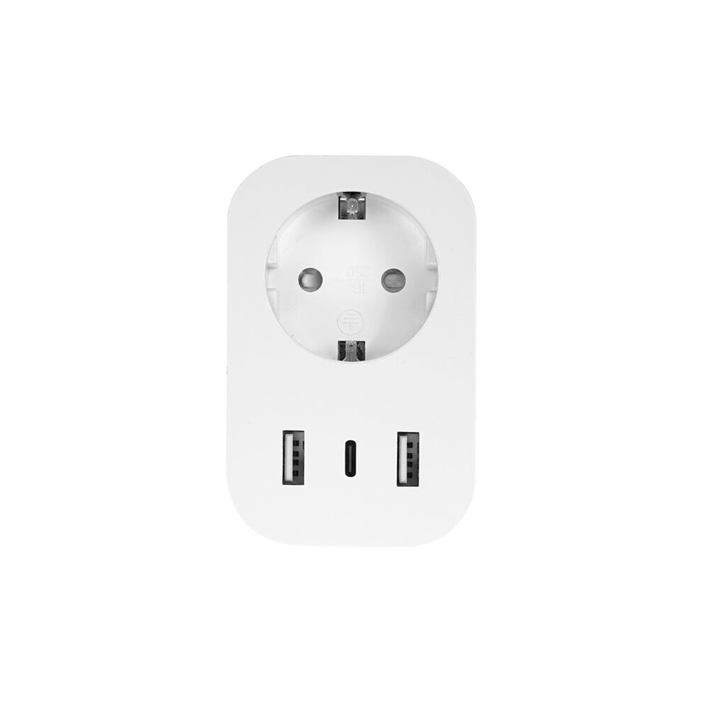 Tuya Wifi Plug 16A Eu Socket 2Xusb+1Xtypec With Power Monitoring App/Voice Control Fast Charging Eu Plug 4713401134750