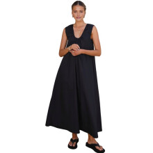 Women'S Sleeveless Maxi Dress Scoop Neck Ruched Long Dress Wide Shoulder Elegant Blouse Dresses Black L