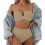 Women'S 2 Piece Bikini Set Spaghetti Strap High Cut Push  Underwire Swimsuit Khaki L 1