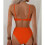 Women'S 2 Piece Bikini Set Spaghetti Strap High Cut Push  Underwire Swimsuit Orange S 4