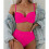 Women'S 2 Piece Bikini Set Spaghetti Strap High Cut Push  Underwire Swimsuit Rose Red L 2