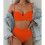 Women'S 2 Piece Bikini Set Spaghetti Strap High Cut Push  Underwire Swimsuit Orange XL 2