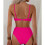 Women'S 2 Piece Bikini Set Spaghetti Strap High Cut Push  Underwire Swimsuit Rose Red L 4