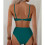 Women'S 2 Piece Bikini Set Spaghetti Strap High Cut Push  Underwire Swimsuit Green M 4