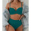 Women'S 2 Piece Bikini Set Spaghetti Strap High Cut Push  Underwire Swimsuit Green L 2
