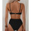 Women'S 2 Piece Bikini Set Spaghetti Strap High Cut Push  Underwire Swimsuit Black M 4