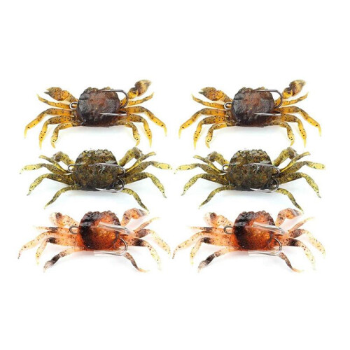 6 StüCk Krabben Angeln KöDer Set, Simulierte Krabben KöDer KüNstliche Fisch KöDer mit Scharfem Haken, 3D Weiche See KurbelköDer