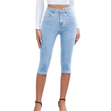 Women Jeans Trendy High Waisted Slim Fit Stretch Denim Jeans Light XL