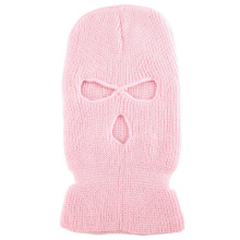 Voll Gesicht Abdeckung Ski Maskenhut 3 LöCher Sturmhaube Winddichte Stricken MüTzen Motorhaube Winter Warm Unisex Kappen Rosa
