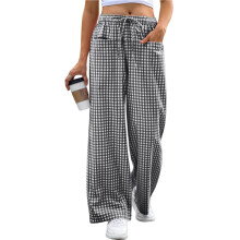 Womens Striped Gingham Pants 2026 Pajama Lounge Boxer Pants Cute Comfy PJ Bottoms with Pockets Y2K Plaid Outfits Gray L