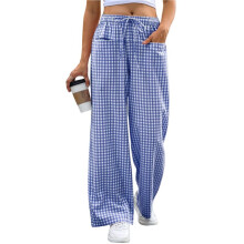 Womens Striped Gingham Pants 2026 Pajama Lounge Boxer Pants Cute Comfy PJ Bottoms with Pockets Y2K Plaid Outfits  S