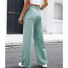 Womens Striped Gingham Pants 2026 Pajama Lounge Boxer Pants Cute Comfy PJ Bottoms with Pockets Y2K Plaid Outfits Green S