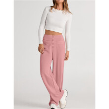 Womens High Waist Button Stretchy Pants Straight Leg Office Dress Pant Casual Trousers with Pocket 5XL