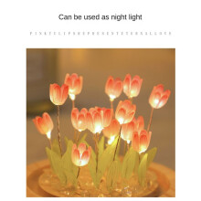 Tulipas Night Light Handmade DIY Tulip Girl Sala de Estar Night Light Desktop Light Romantic Ambient Lamp-Roxo