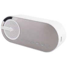 Haut-Parleur Portable avec Horloge NuméRique avec Veilleuse ColoréE Double RéVeil Miroir Caisson de Basses Blanc