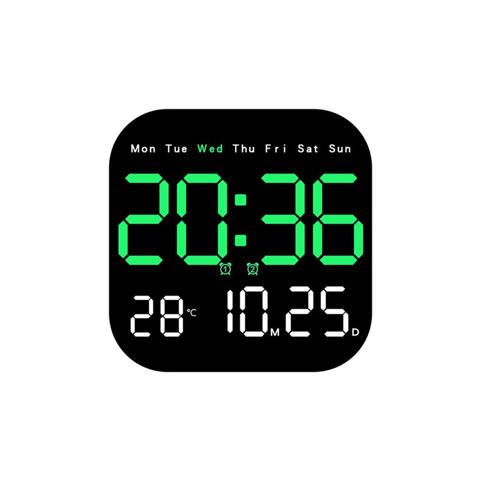 Digital Wall Clocks Temperature Date Week Dispaly Electronic Table Clock 12/24H Wall-Mounted Led Alarm Clock Remote,E 4711921450619
