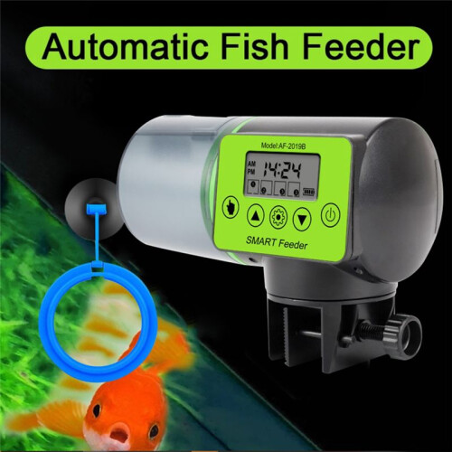 Automatic Fish Feeder +Feeding Circle Fish Tank Auto Feeding Dispenser LCD Indicates Timer Aquarium Accessories-B 2
