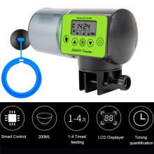 Mangiatoia Automatica Intelligente per Pesci + Dispenser Automatico per Acquario con Cerchio di Alimentazione, LCD Indica Accessori per Acquari con