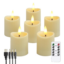 LED-Kerzen, Flackernde Flammenlose Kerzen, Wiederaufladbare Kerze, Echte Wachskerzen mit Fernbedienung, Milchig Weiß
