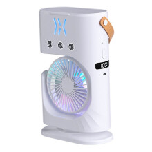 Humidificateur de Bureau Portable, Ventilateur de Climatiseur, Petit Refroidisseur D'Air, Ventilateur de Pulvérisation pour Bureau, Éclairage 7
