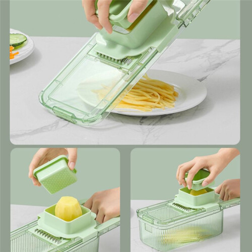 Vegetable Choppers Multifunctional Food Grater 6 Cutting Tools Round Vegetable Choppers with Container Kitchen Dining 2