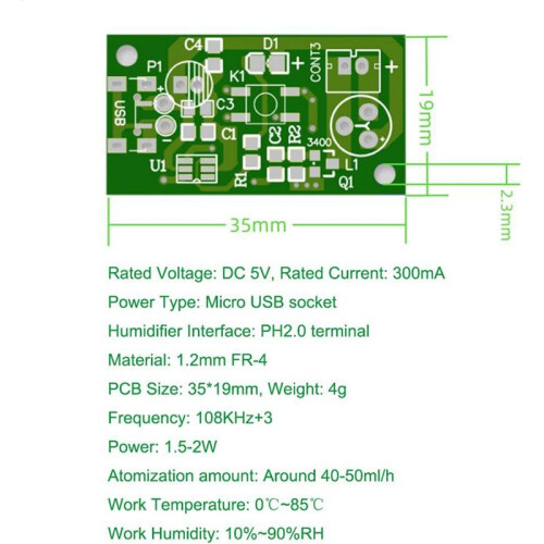 6Pack  5V USB Humidifieration Atomization Disc Mirco Interface Atomization Drive Circuit Board for DIY Home 1