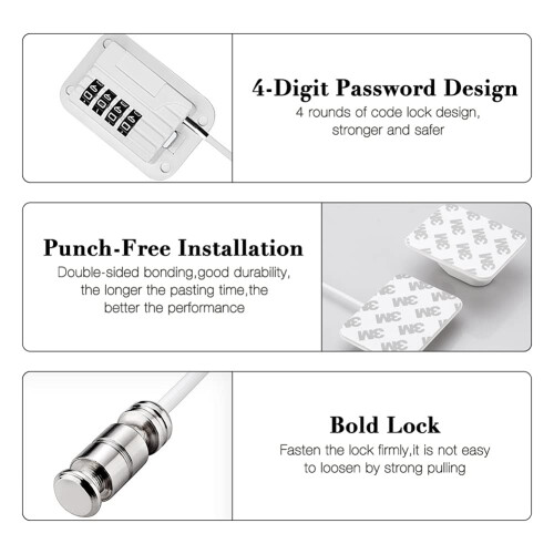 Fridge Lock with Code, Pack Of 2 Fridge Locks, No Drilling, Fridge Locks for Refrigerators, Wine Cooler, Window Drawer 1