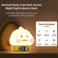 Alarm Clock Lights for Kids-Duck Night Lights,Temperature Display,RGB Color Changing, Wake Timer, Rechargelable