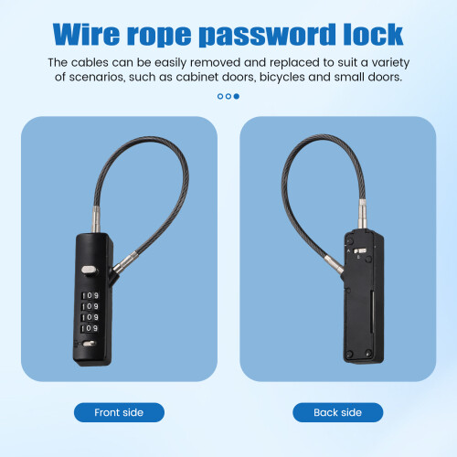 Cable Locks with Combination, 4-Digit Combination Lock with 3 Replaceable Different Lengths Steel Rope, for Cabinets 2
