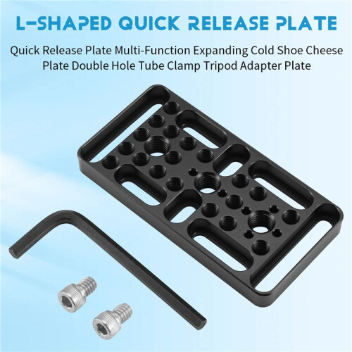 Quick Release Plate Multi-Function Expanding Cold Shoe Cheese Plate Double Hole Tube Clamp Tripod Adapter Plate 1