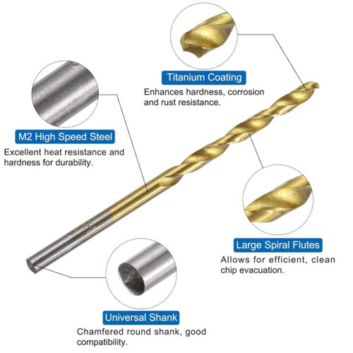 Drill Bit Set,M5 X 0.8 Straight Flute Thread Taps and 4.2mm Twist Drill Bits Titanium Coated, HSS6542 Threading Tools 2
